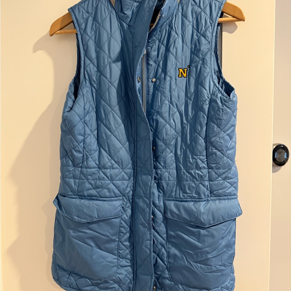Blue Quilted Vest with Logo
